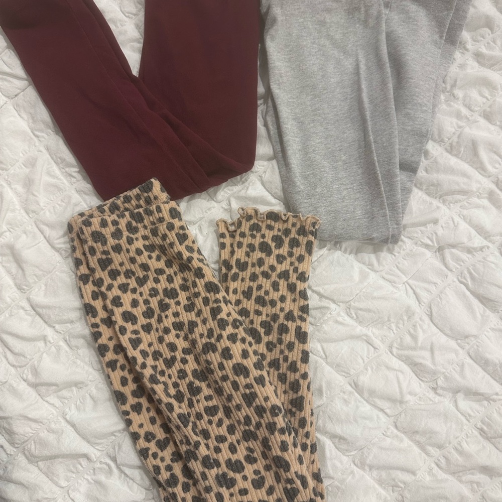 Cat & Jack Gray, Burgundy and Leopard print Leggings for Everyday Comfort